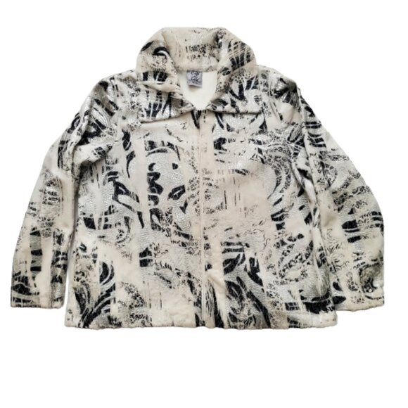 Cafe Au Lait Women's Metallic Printed Faux Suede Full-Zip Blazer Jacket Size XL/ - Picture 5 of 11